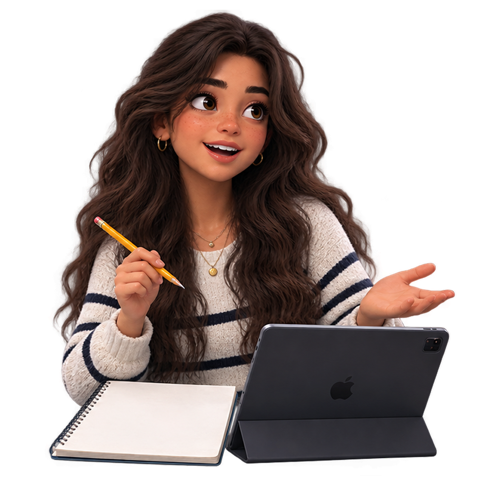 Student planning with notes and a tablet