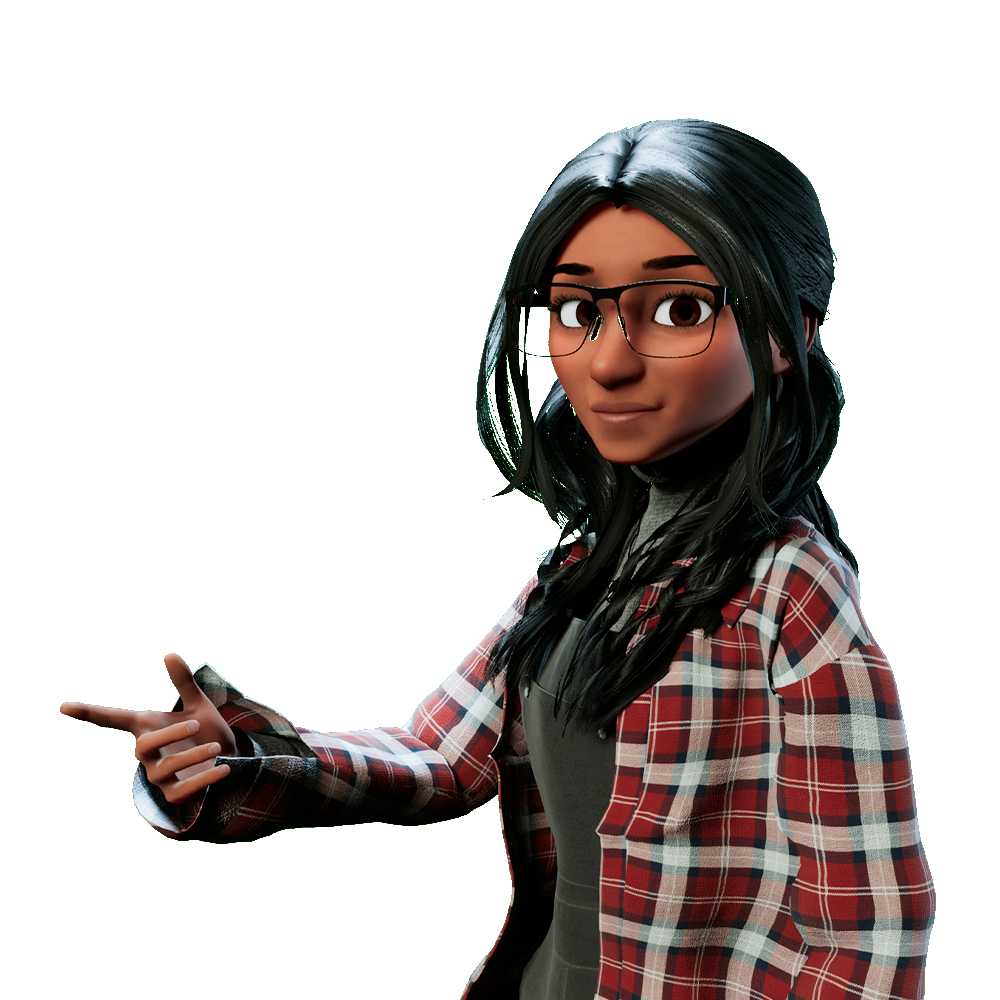 A student character pointing toward the call-to-action button