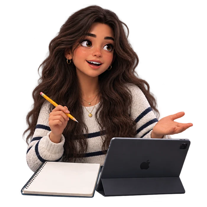 Student planning with notes and a tablet