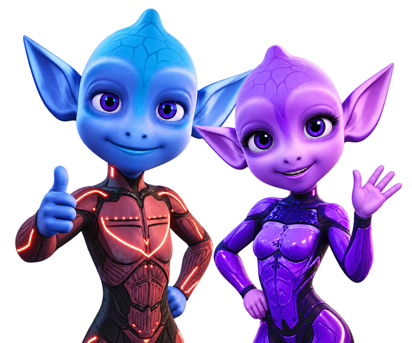 Quasar and Nova, the financial literacy Teaching Assistants.