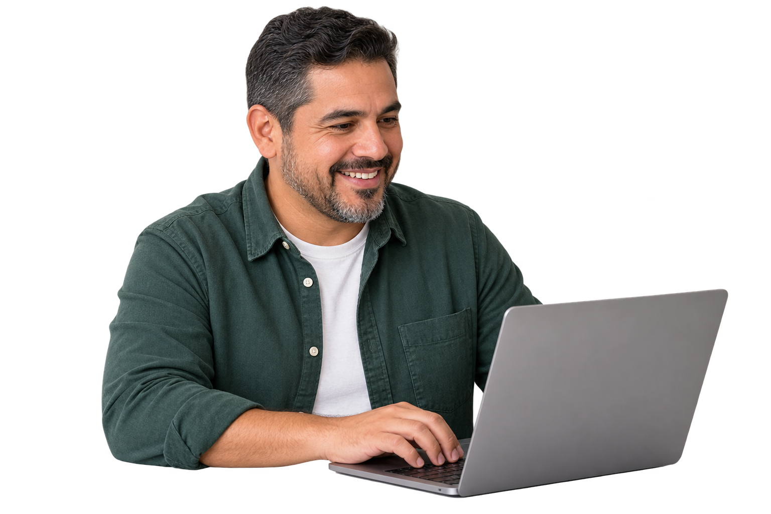 A teacher working at his laptop while speaking with his Teaching Assistant